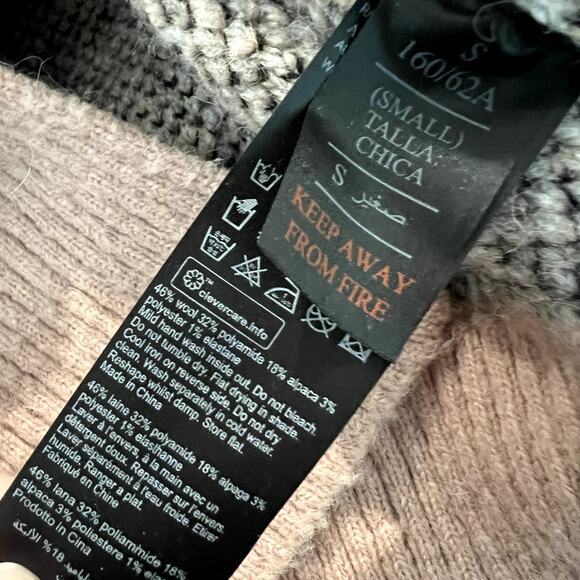 AllSaints Wool Alpaca Blend Crewneck Aurora Leopard Print Sweater Size small - Picture 6 of 6